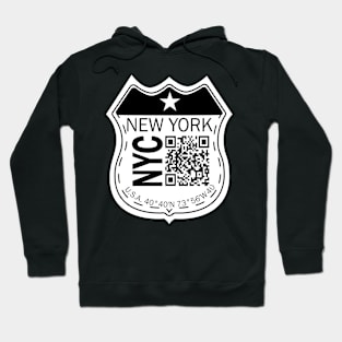 New Vintage Travel Location Qr New York NYC Hoodie